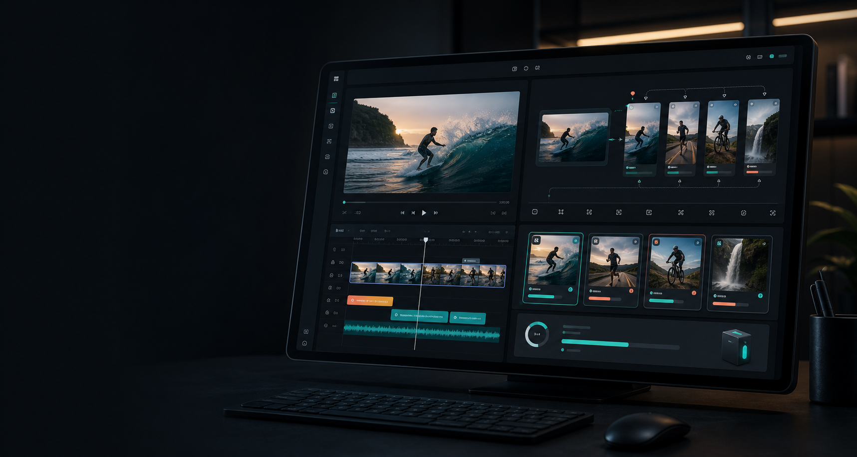 Interface TikCut Studio transformant une longue vidéo en clips verticaux